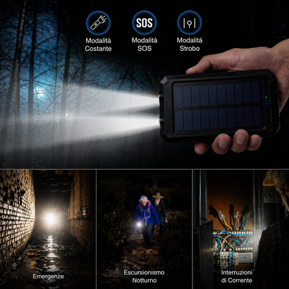 🔋 VELMORA™ POWERBANK SOLARE PRO – 4 CAVI INTEGRATI UNIVERSALI 🔥