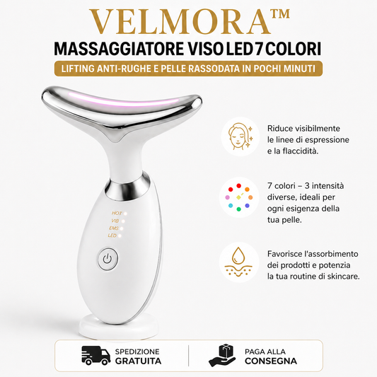 ✨ VELMORA™ MASSAGGIATORE VISO LED 7 COLORI – LIFTING ANTI-RUGHE E PELLE RASSODATA IN POCHI MINUTI 🔥